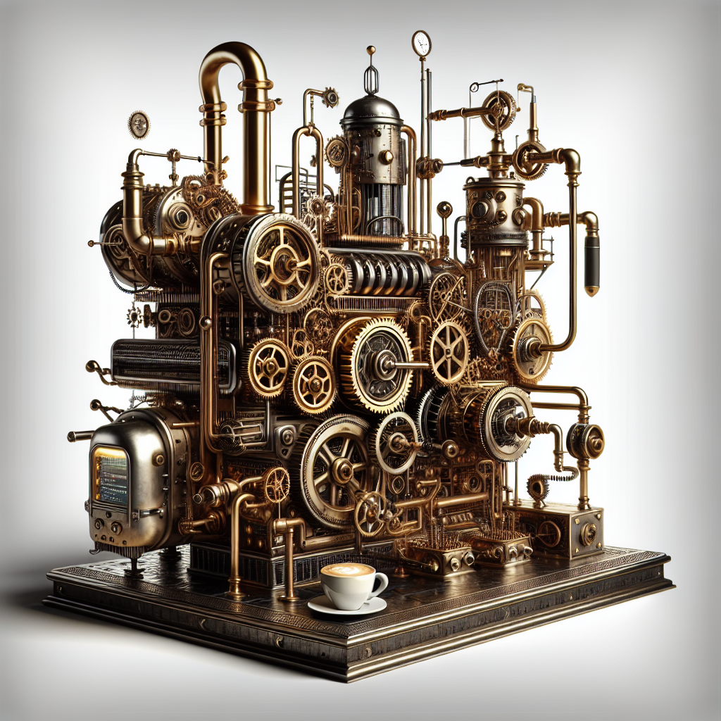 Cover image of a steampunk barista machine that produces code